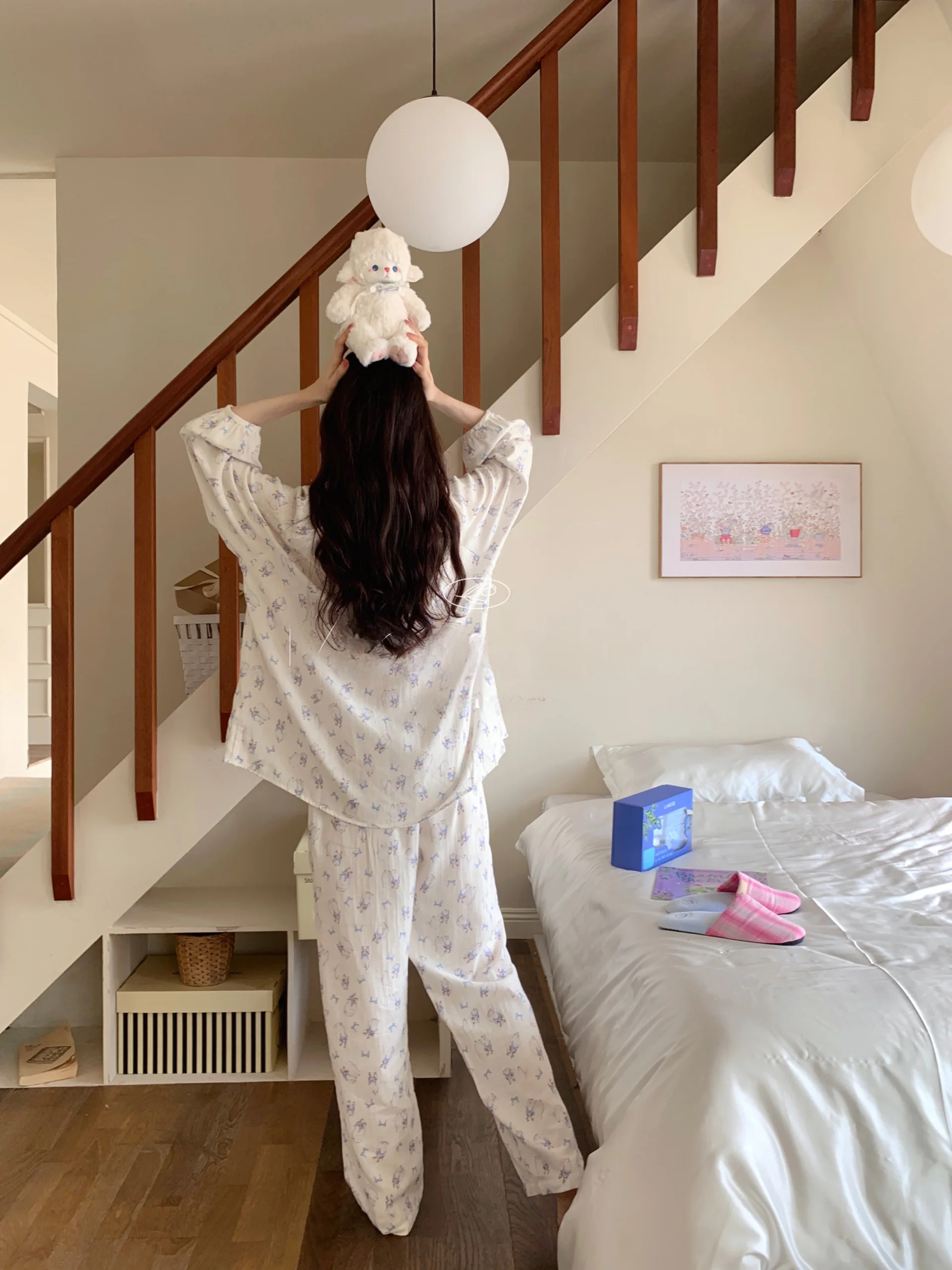 Разноцветные дополнительные корейские хлопковые двухслойные марлевые пижамы