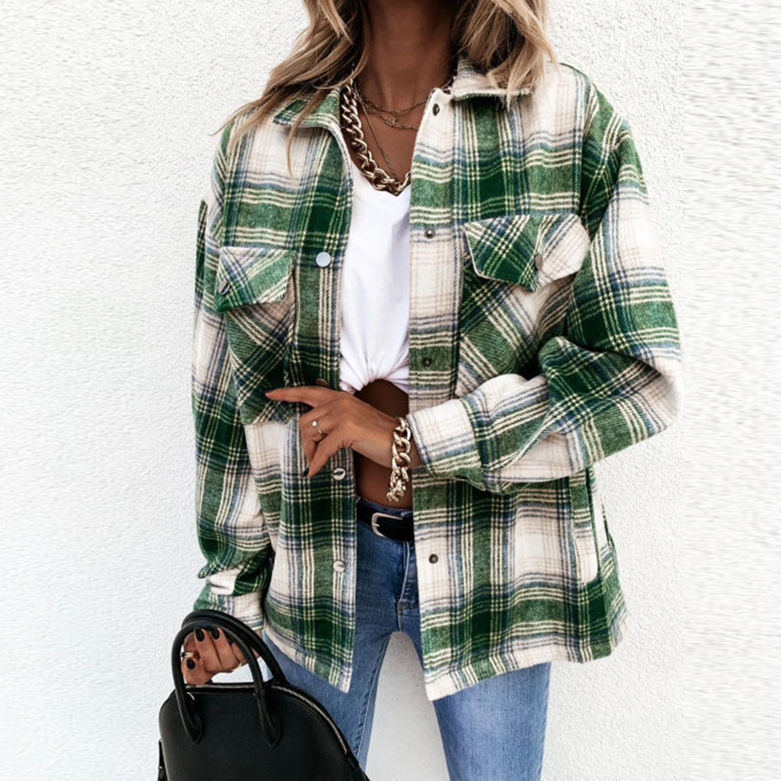 

Блузка женская однобортная с карманами, рубашка с воротником с лацканами и длинным рукавом, уличный костюм в винтажном стиле, осень