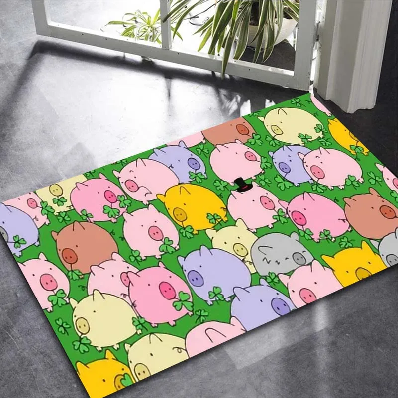 

Rural Piggy Cute Cartoon Vintage Children's European Style Soft Rug Living Room, Bedroom, Bathroom Kitchen Non slip Large Carpet