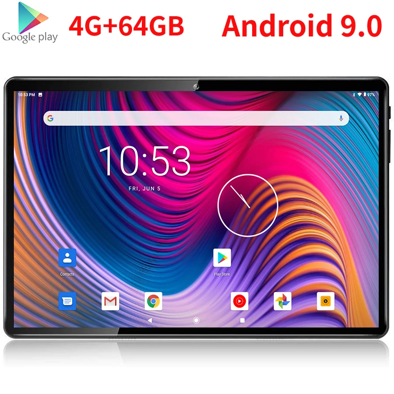 

2023 Tablet Android 9.0 Octa Core 10.1 inch Tablet PC 4GB RAM 64GB ROM 5.0MP WIFI A-GPS 4G LTE 2.5D Tempered Glass IPS 1280x800