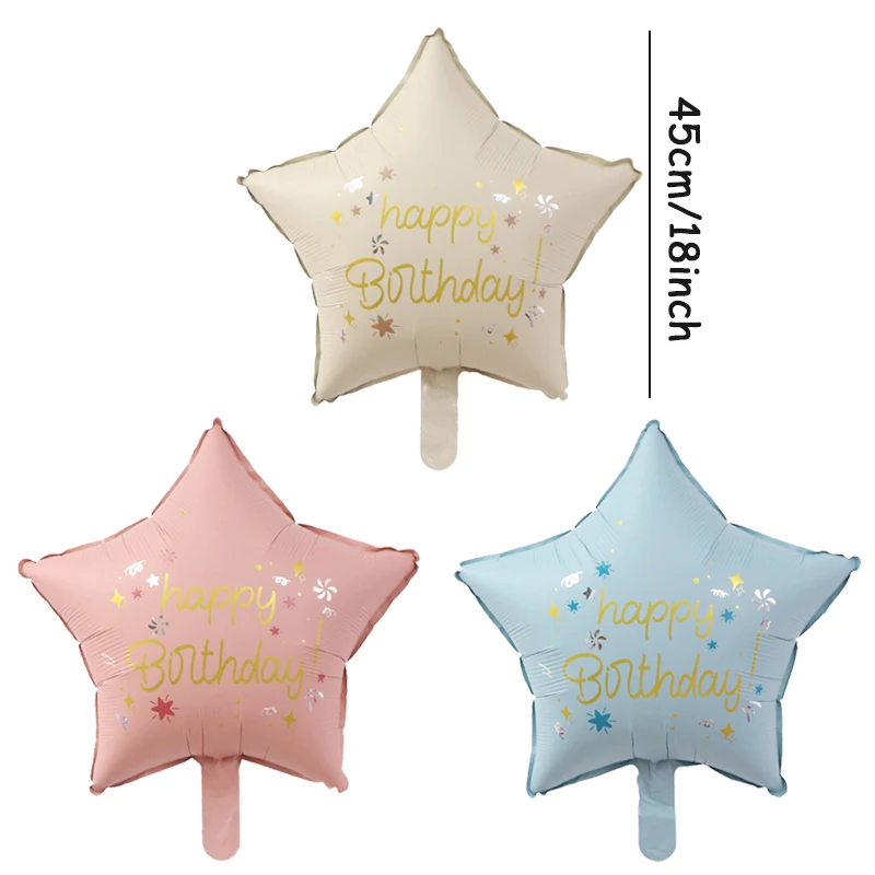 6 цветных шаров с пятиконечной фольгой Поздравления днем рождения воздушные шары
