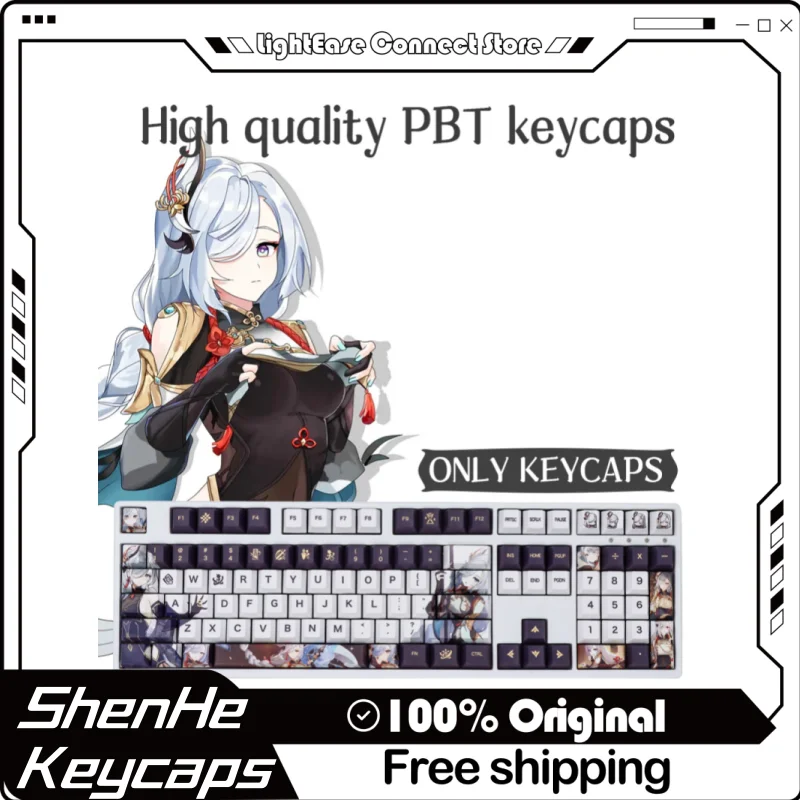 Тематическая клавиатура Genshin Impact Shenhe 136 клавиш вишневый профиль Pbt