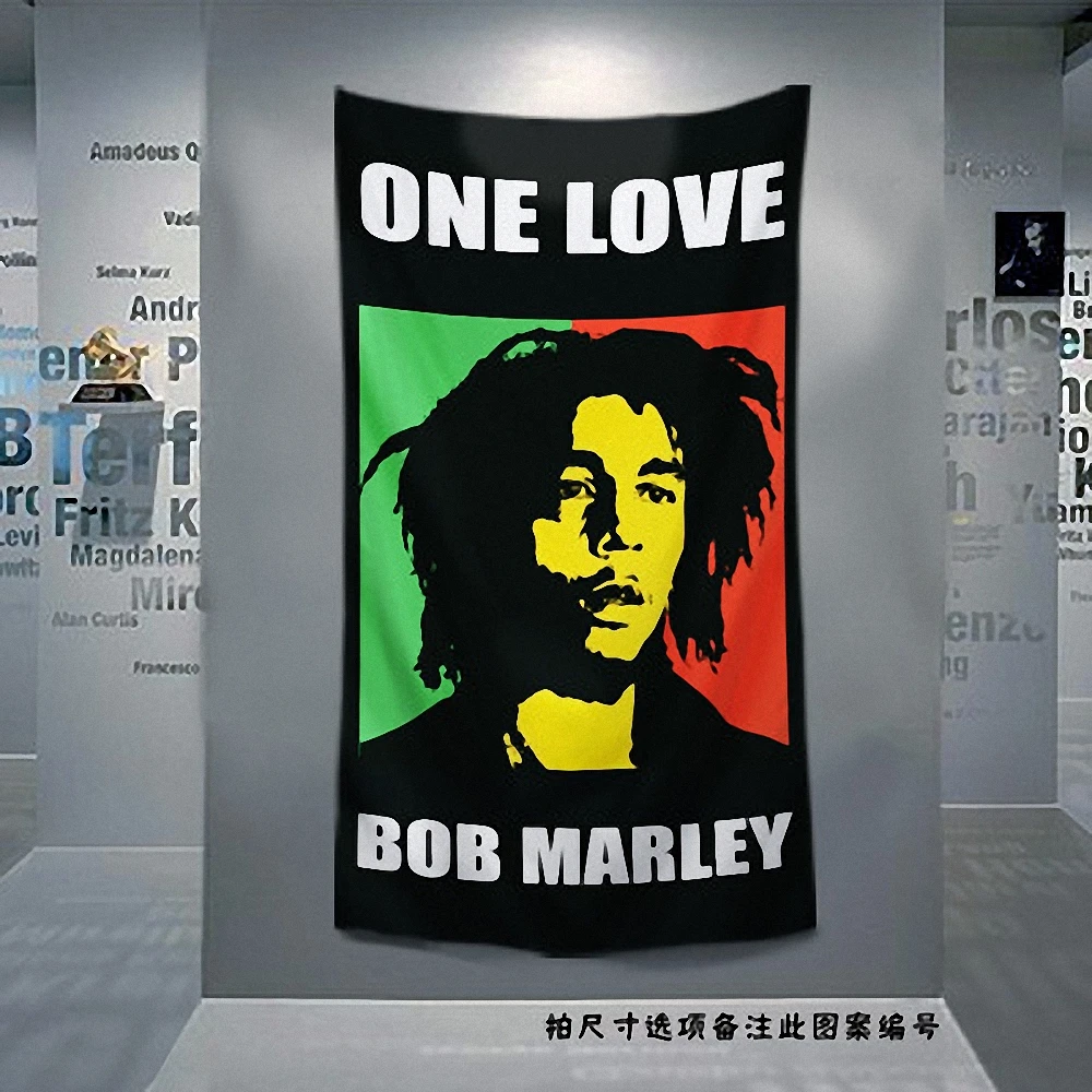 

Retro Rock Music Cloth Art Flag Banner Bob Marley Jamaican Reggae Poster Tapestry Hanging Painting Background Decor