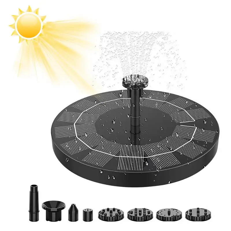 

Solar Water Fountain Bird Bathtub Bath Water Fountains 2.5W Solar Powered Fountain Pump With 6 Nozzles Waterproof Bird Fountain