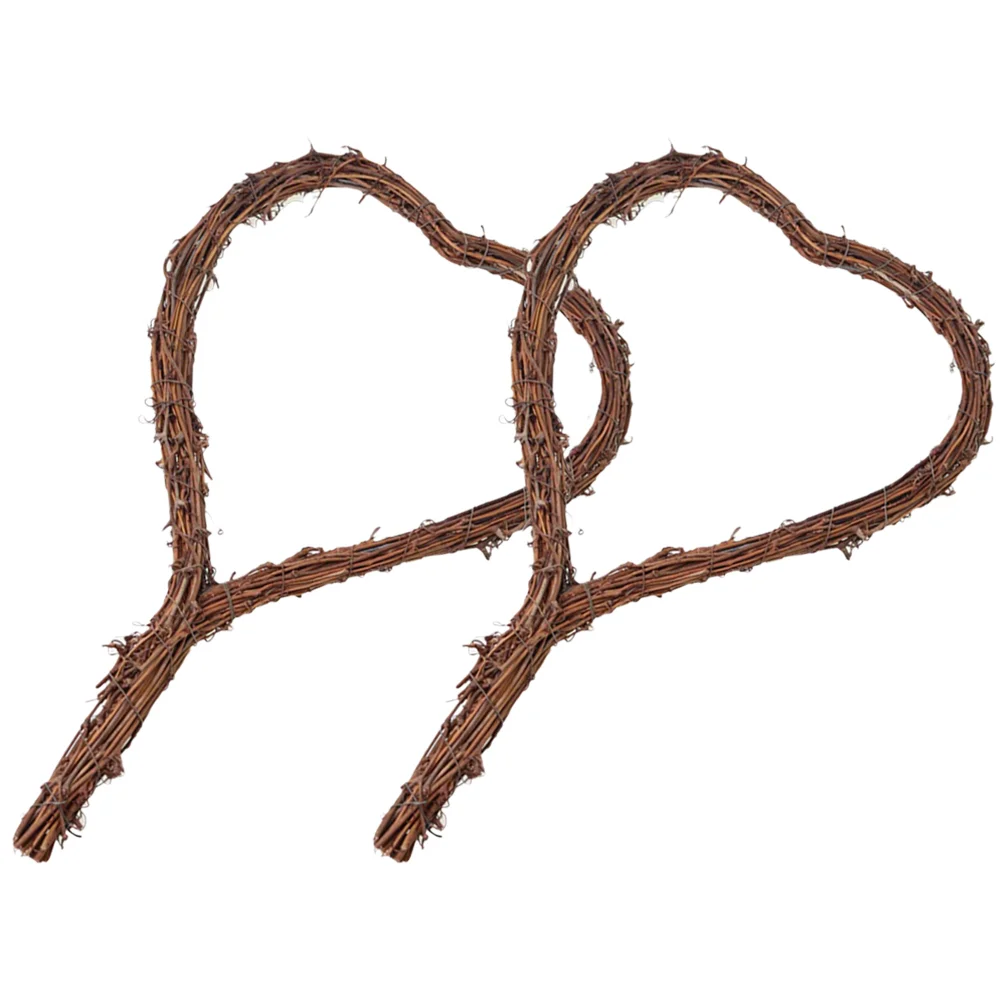 

2pcs DIY Wreath Rattan Ring DIY Heart-shape Rattan Wreath with Handle Rattan Wreath
