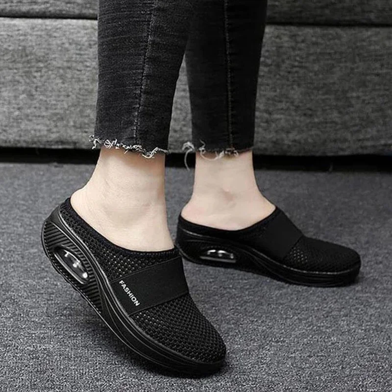 Women Casual Lightweight Wedges Slip-on Shoes Comfy Breathable Slippers Platform Shoes Outdoor Non-slip Air Cushion Sandals