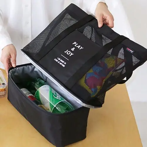 2023 New High Capacity Women Mesh Transparent Bag Double-layer Heat Preservation Large Picnic Beach Bags