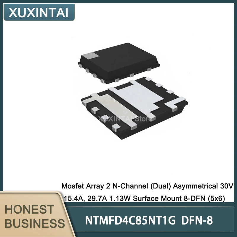 

10 шт./лот NTMFD4C85NT1G NTMFD4C85 Mosfet Array 2-канальный (двойной) Асимметричный 30 в 1,13 А, а Вт поверхностное крепление 8-DFN (5x6)