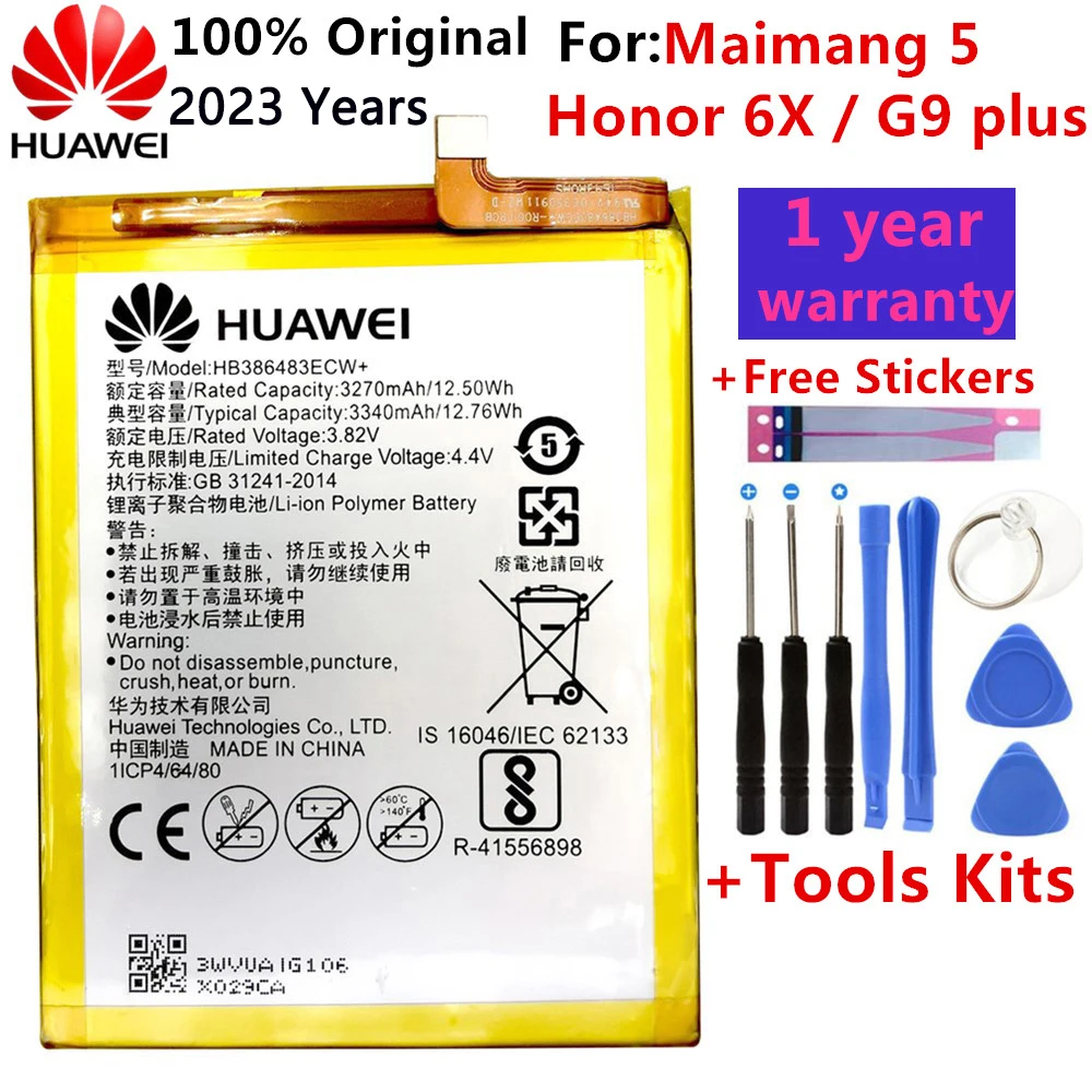 

Huawei Original Battery HB386483ECW+ 3340mAh for Huawei Maimang 5 / Honor 6X G9 plus MLA-AL00 MLA-AL10 Replacement Batteries