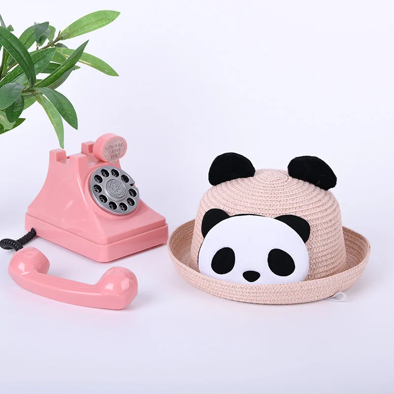 Мультяшная детская соломенная шляпа с ушками летняя милая Панама для улицы