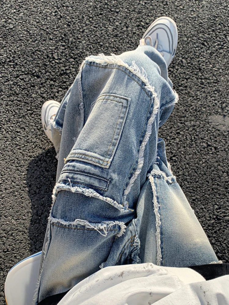 WeiYao Baggy Jeans Women High Waisted Cargo Pants y2k Streetwear 2023 Korean Fashion Long Summer Denim Trousers Female