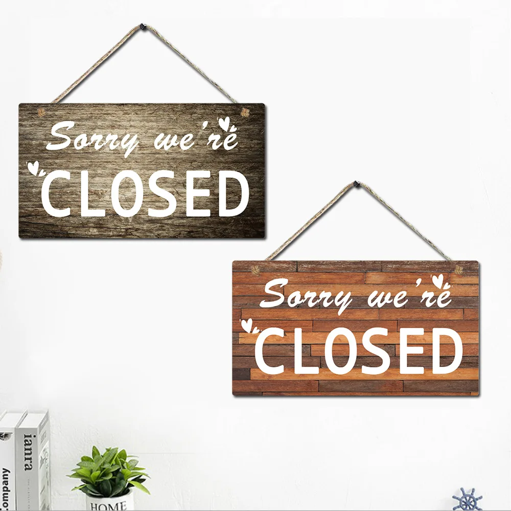 

Open Closed Hanging Wooden Signs for Door Decoration Bar Pub Shop Decoration Cafe Club Plate with Rope Hot New