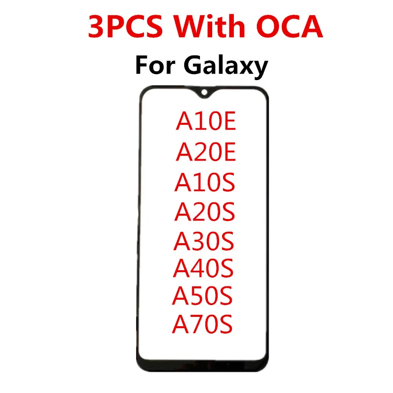 

Передний экран для Samsung Galaxy A10E A20E A10S A20S A30S A40S A50S A70S, сенсорная панель, ЖК-дисплей, выход, стеклянная Запасная часть + OCA, 3 шт.