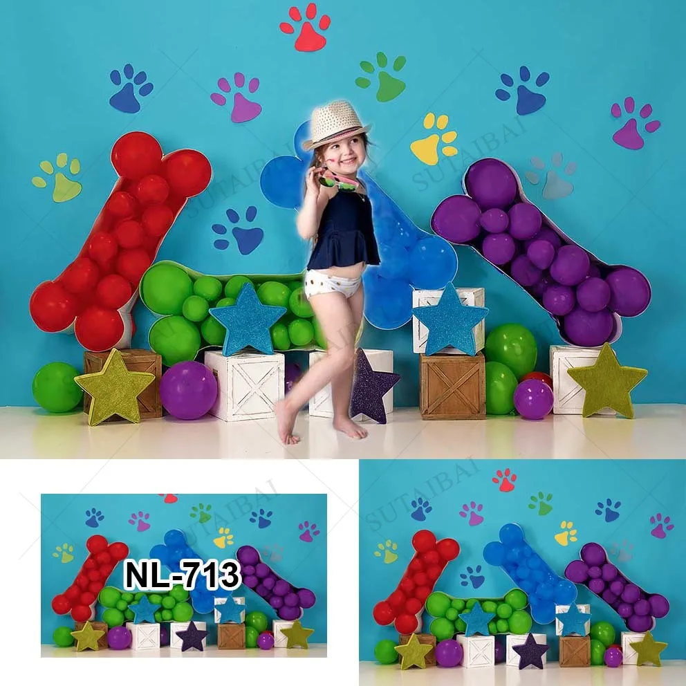 

Child Birthday Party Photography Background Stars Cute Dog Newborn Baby Creative Happy Sweet Photocall Vinyl Photographic Banner