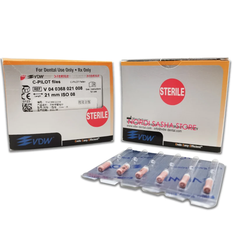 

Dental Root Canal Files VDW C+ Pioneer Files Stainless Steel VDW STERILE C-PILOT Files For Probing In Calcified Root Canals 6*1
