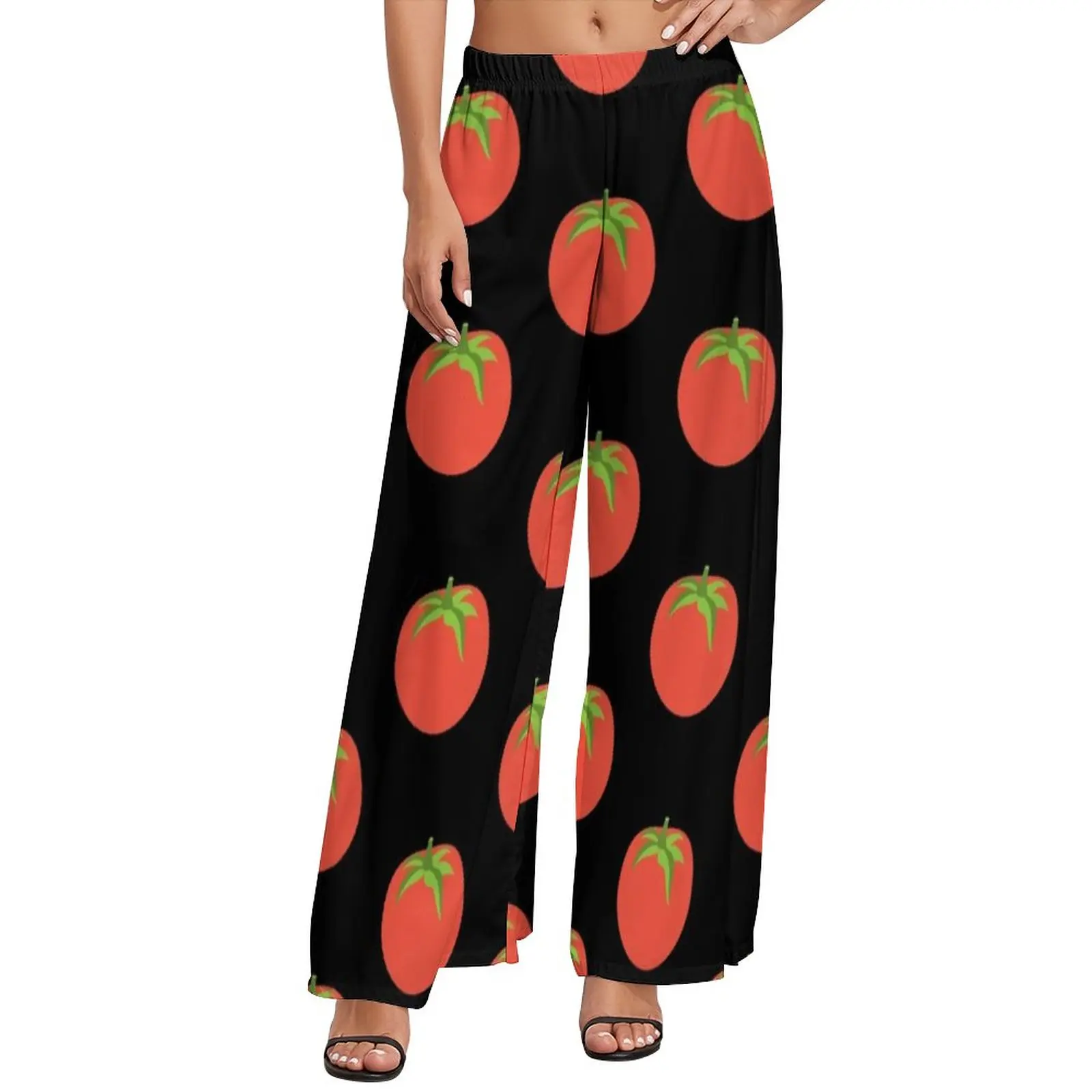 

Vegetarian Pants Cute Tomato Beach Straight Wide Leg Pants High Waisted Kawaii Trousers Big Size 5XL 6XL