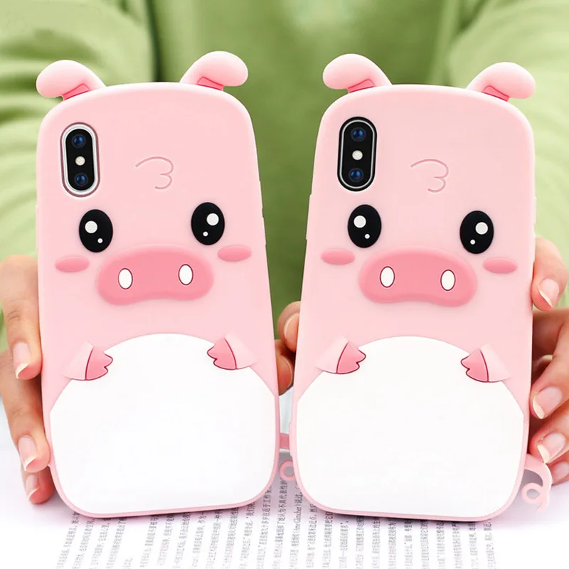 

Cute Pig Cartoon Phone Case for iPhone 14 13 12 11 Pro Max Plus Luxury Soft Silicone Cover