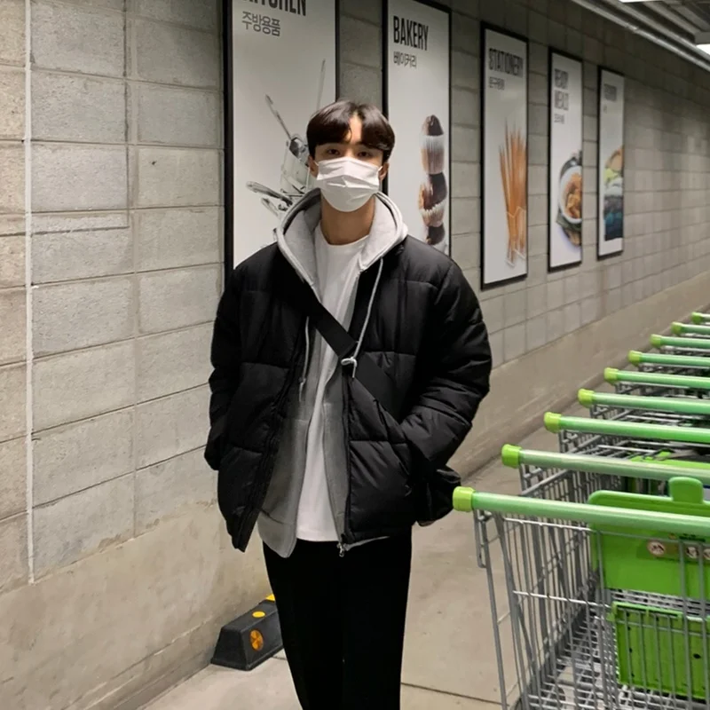 2022 Winter Jacket Men Warm Fashion 3-color Casual Down Jacket Men Korean Loose Thick Short Coat Mens Parker Clothes M-2XL