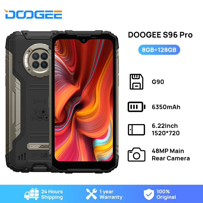 DOOGEE S96 Pro su geçirmez sağlam telefon 48MP yuvarlak Quad kamera Infrared kızılötesi gece görüş Helio G90 Octa çekirdek 8GB + 128GB 6350mAh