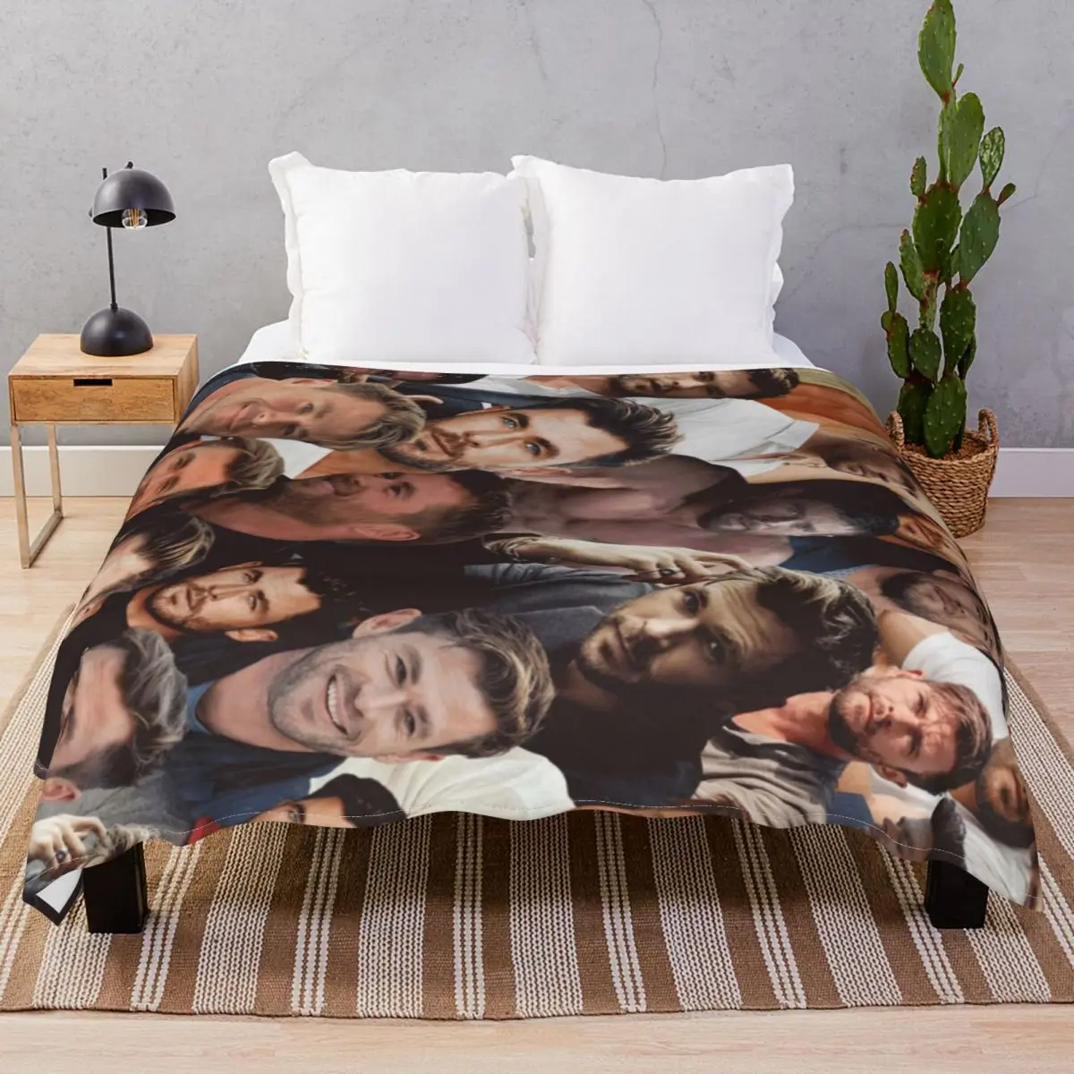 Chris Hemsworth Photo Collage Blanket Flannel Print Portable Throw Blankets for Bedding Sofa Travel Cinema