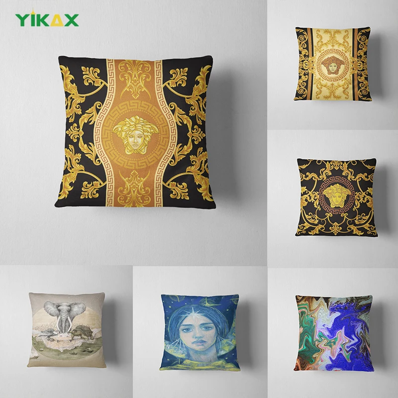 

Gold Damask Greek Art Pillowcase Decorative Pillows for Sofa Throw Pillow Cover Throw Bedroom Sofa Anime Fashion Pillow Cover