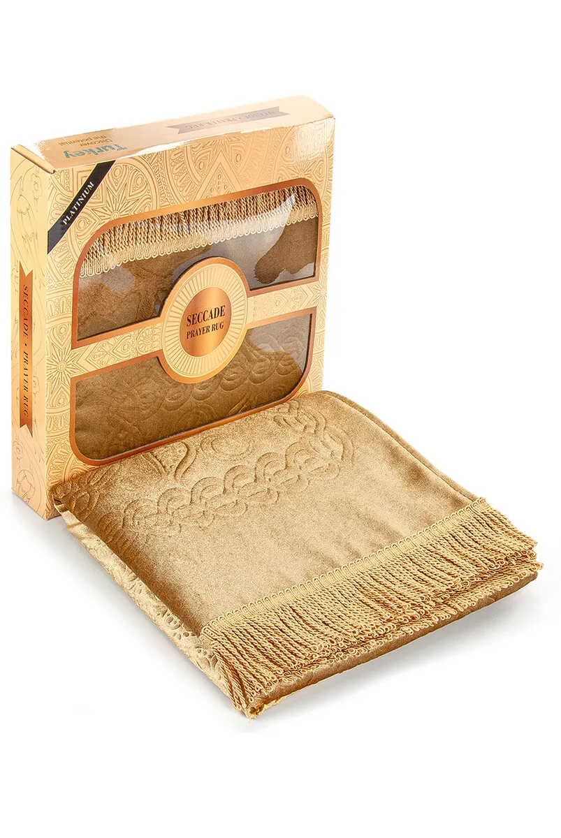 Iqrah boxed prayer rug-gold, Good quality, suitable price guarantee