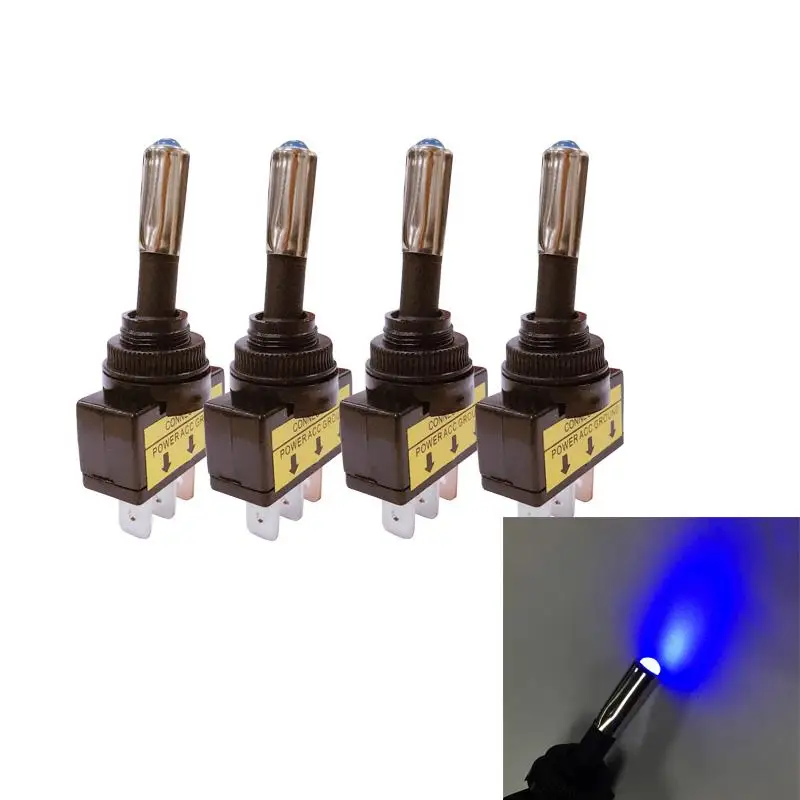 

8pcs Mini 20A 5V-12V 3Pin 2 Position Blue LED Light Toggle Switch On/off