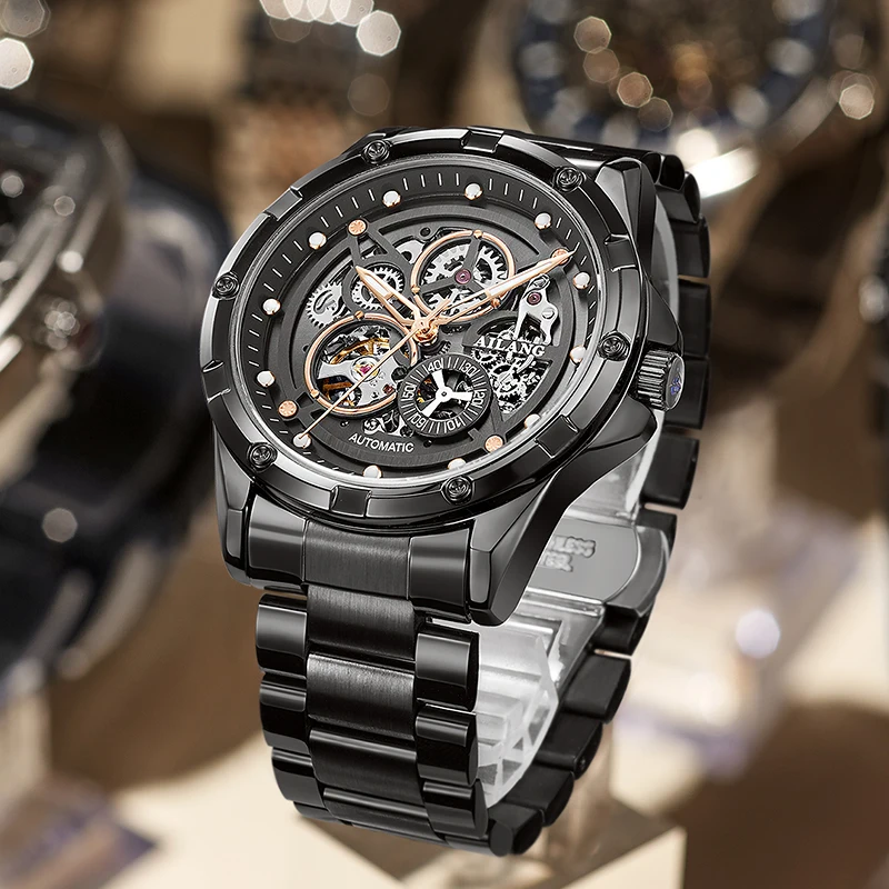 Мужские автоматические механические наручные часы AILANG из нержавеющей стали цвет
