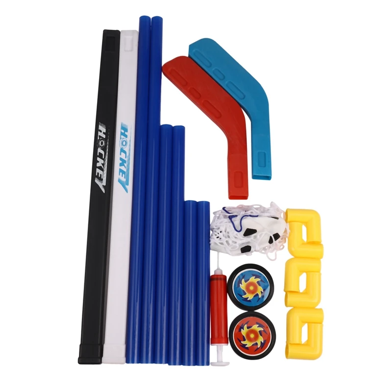 

2 In 1 Outdoor/Indoor Kids Sports Soccer & Ice Hockey Goals With Balls And Pump Practice Scrimmage Game Football Toy Set
