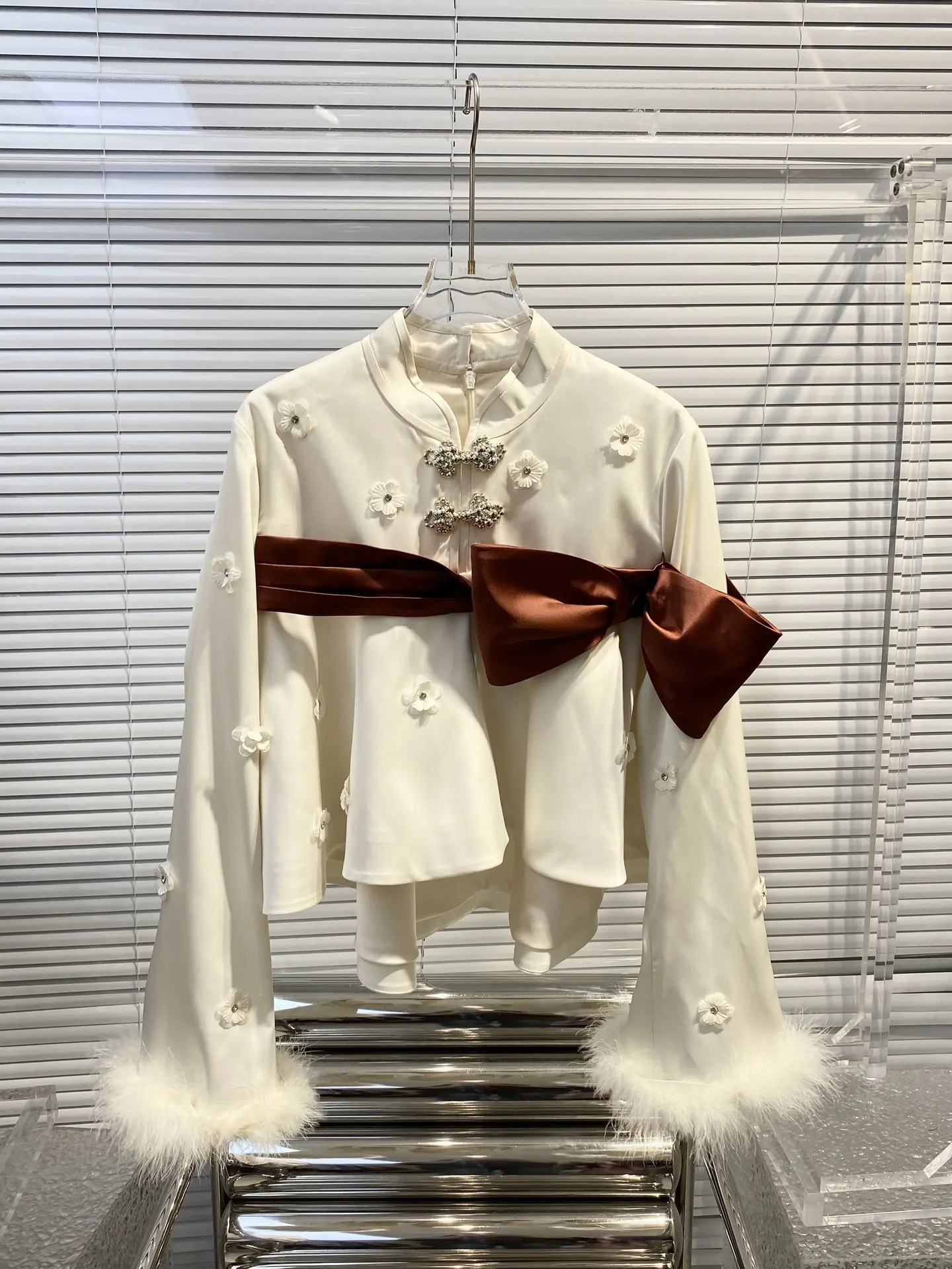 

23 New girl dress stand-up collar all match short coat top