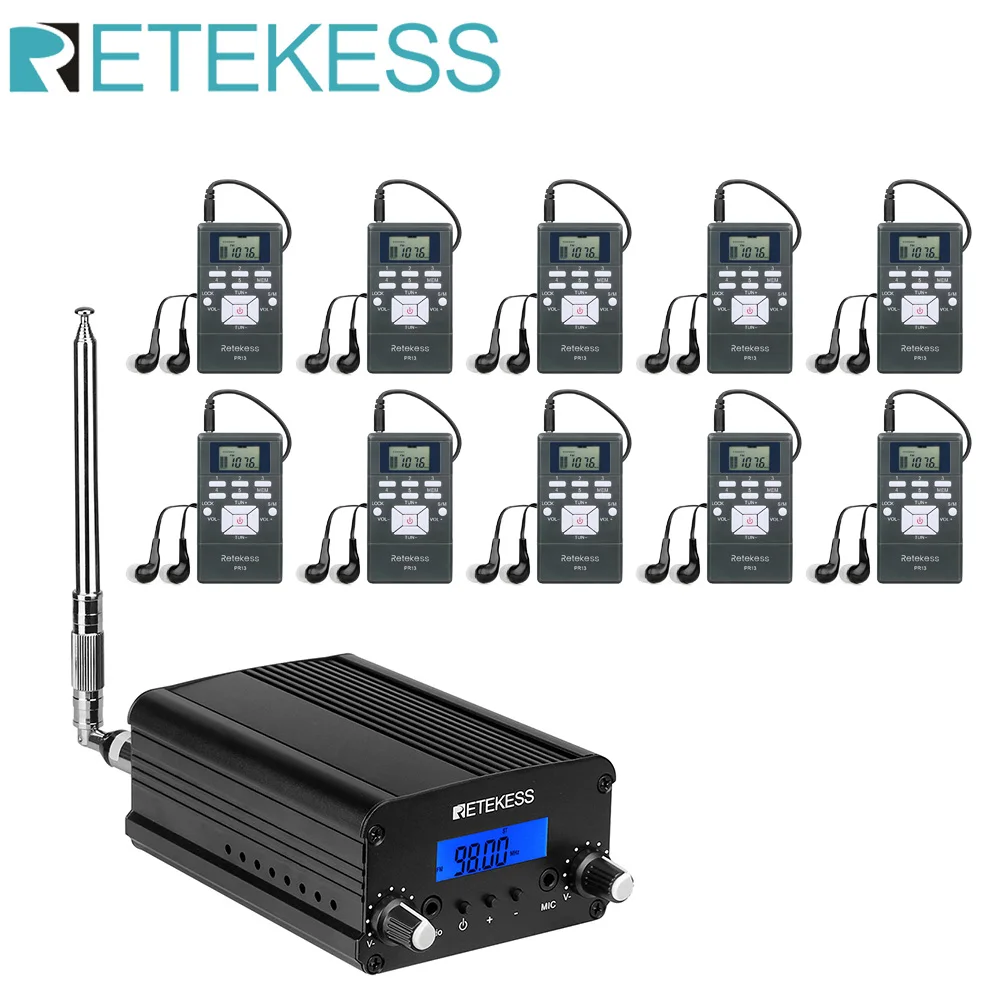 

Retekess TR509 Wireless FM Transmitter Broadcast Stereo Radio Station +10pcs PR13 Radio For Drive-in Church Meeting Translation