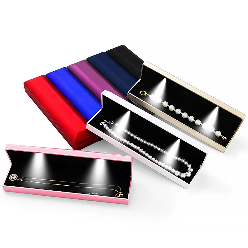 Светодиодная длинная шкатулка для ожерелий. Подарочная коробка ювелирных