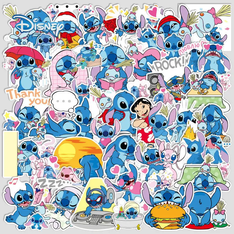 

54Pcs Disney Stitch Cartoon Waterproof Stickers Laptop Skateboard Luggage Guitar Phone Kawaii DIY Graffiti Sticker Kid Toy Gift