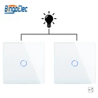 Переключатель для лестницы Bingoelec, 1 клавиша, промежуточный переключатель для лестницы, ведомый светильник европейского стандарта, сенсорный переключатель, стеклянная панель, белого и серого цвета, для домашнего ремонта