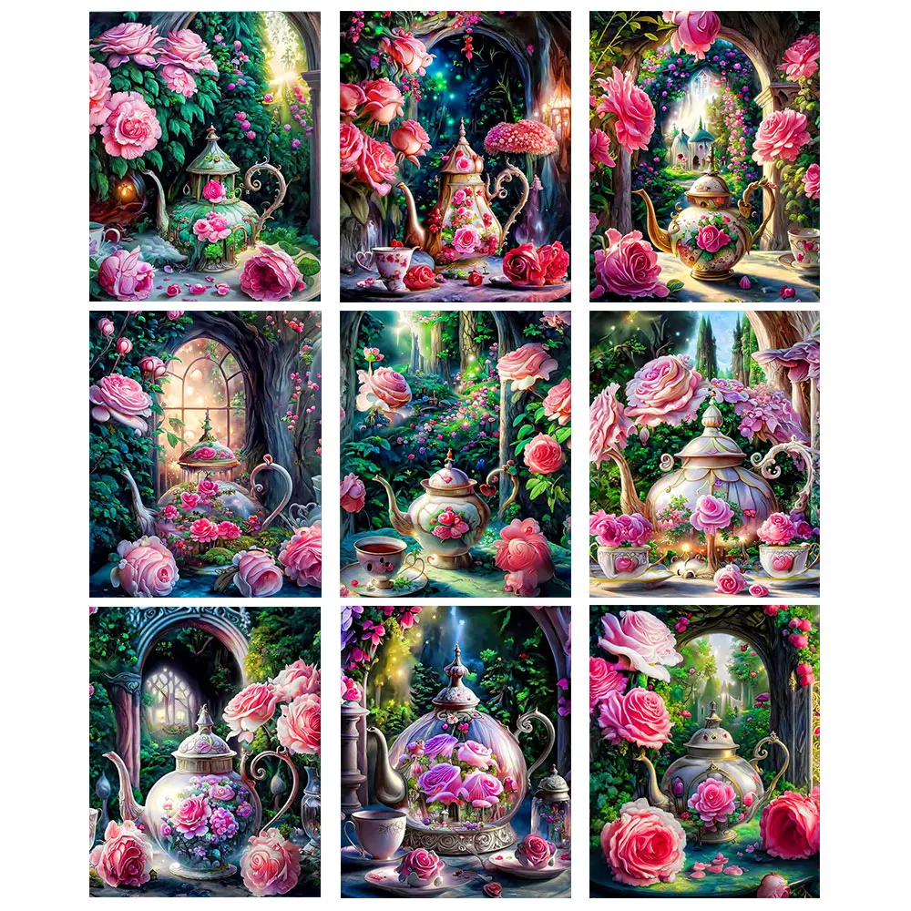 

GATYZTORY DIY Paint By Number Tea Cup Hand Painted Painting Art Drawing On Canvas Gift Pictures By Numbers Flowers Kits Home Dec