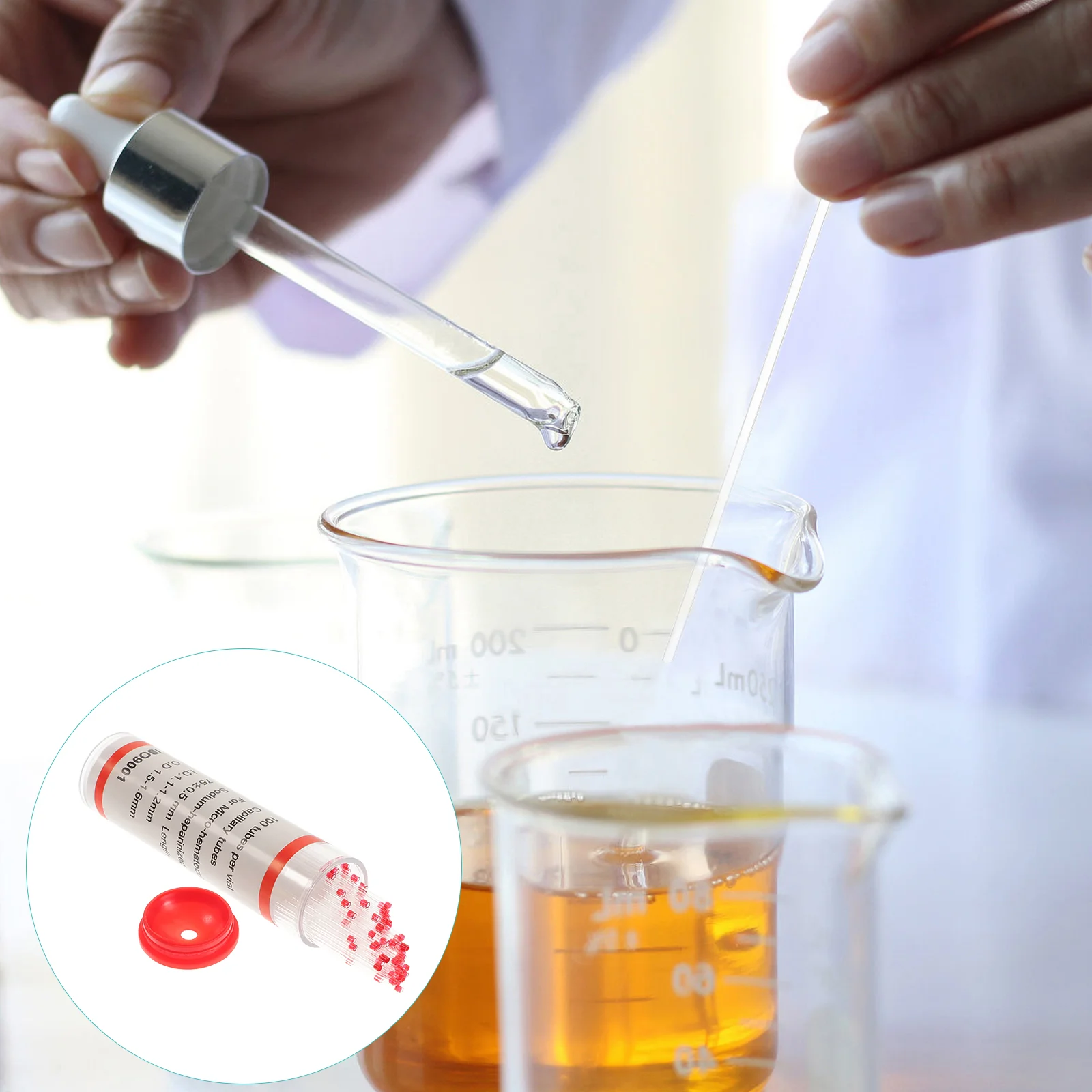 2 набора из 200 шт. стеклянных капиллярных трубок микрогематокритовые трубы