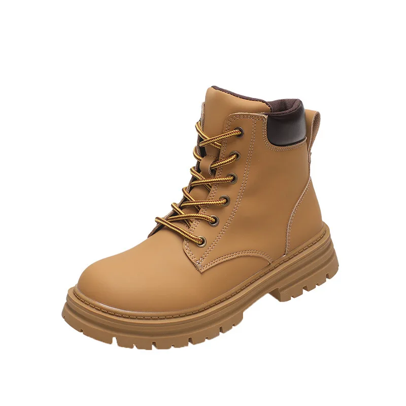 

2022 Autumn and Winter New British Style Round Head Front Lace Motorcycle Boots Korean Fashion Women's Boots