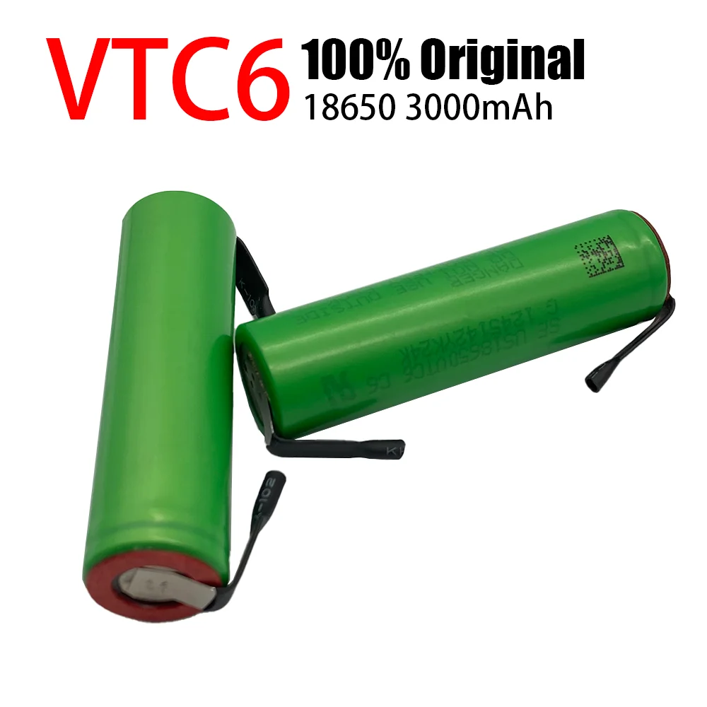 C6 3 7 V 3000mAh 18650 литий-ионная аккумуляторная батарея VTC6 батареи + DIY никелевые листы -