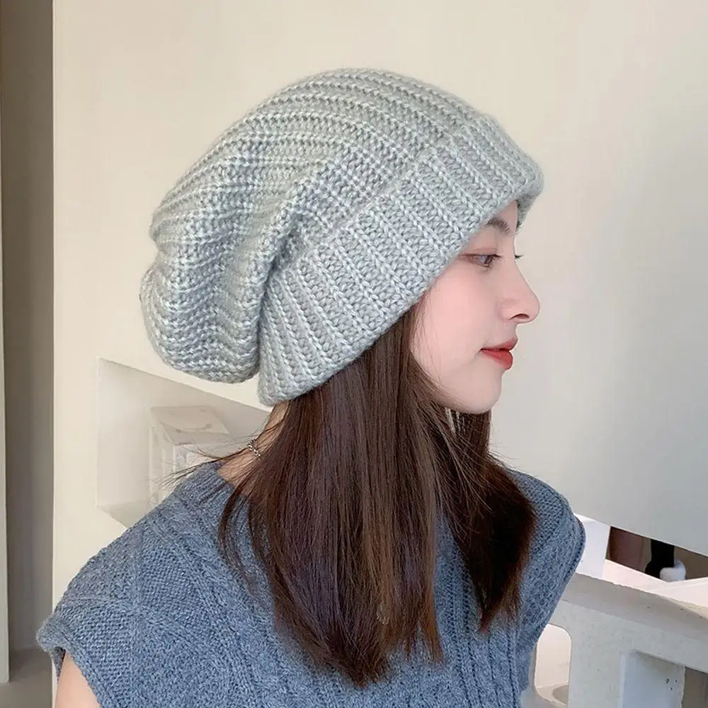 

Casual Elastic Warm Fashion Korean Style Beanies Solid Color Women Hat Knitted Hat
