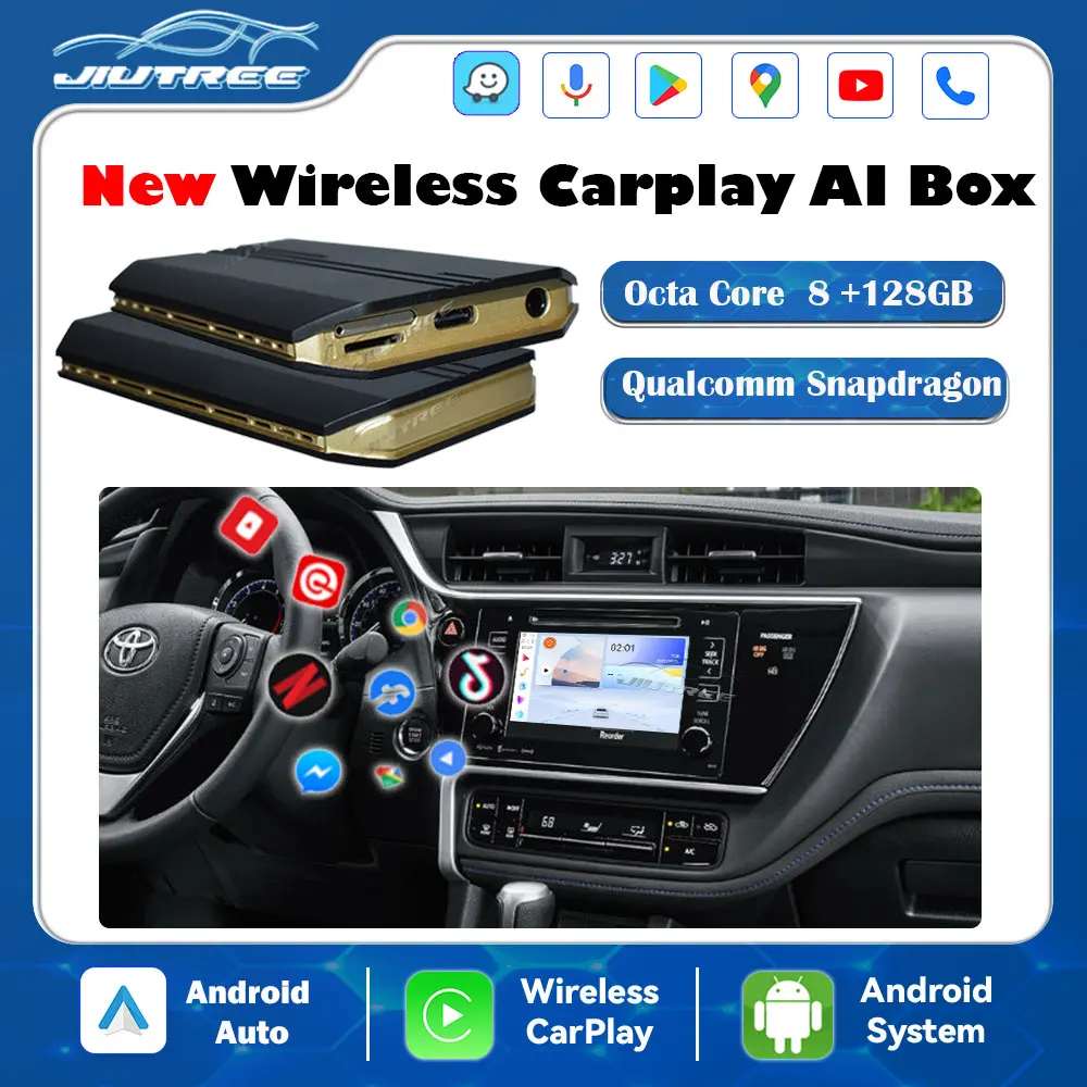 Android 11 беспроводной Auto Ai Box адаптер Apple CarPlay для Toyota Fiat Audi Porshe Benz Kia Ford VW Acura BMW