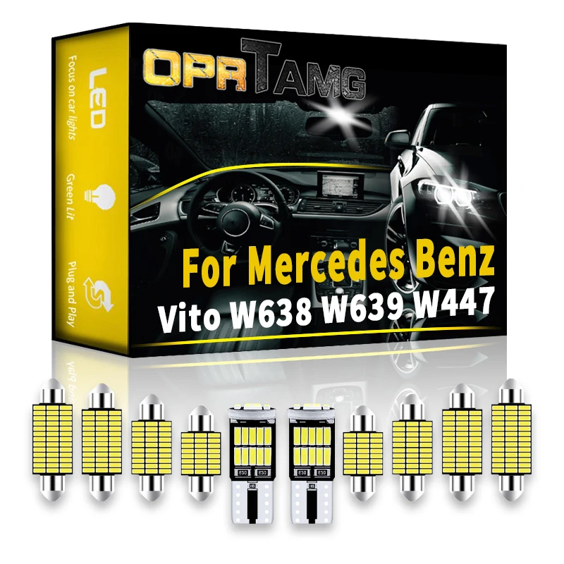 

Комплект светодиодных ламп для салона автомобиля Mercedes Benz Viano Vito W638 W639 W447 1996-2012 2013 2014 2015 2016 светодиодный ные аксессуары