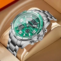 lige brand foxbox mens watch luxury business digital dual display quart watch for men waterproof luminous chronograph wristwatch