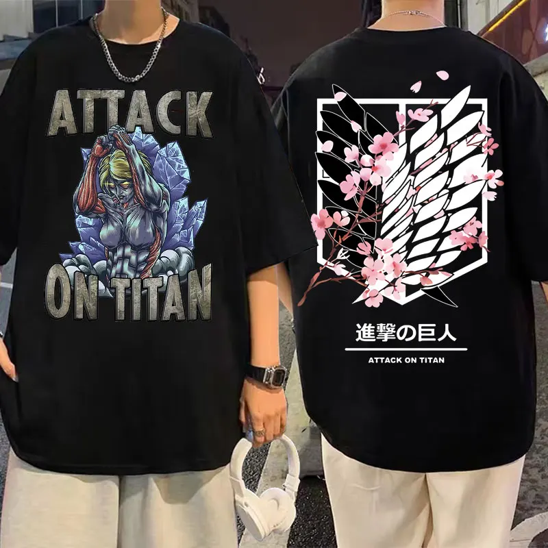 

Japanese Anime Attack on Titan The War Hammer Titan Tshirt Men Women Vintage Oversized T-shirt Man Fashion Manga Graphic T Shirt
