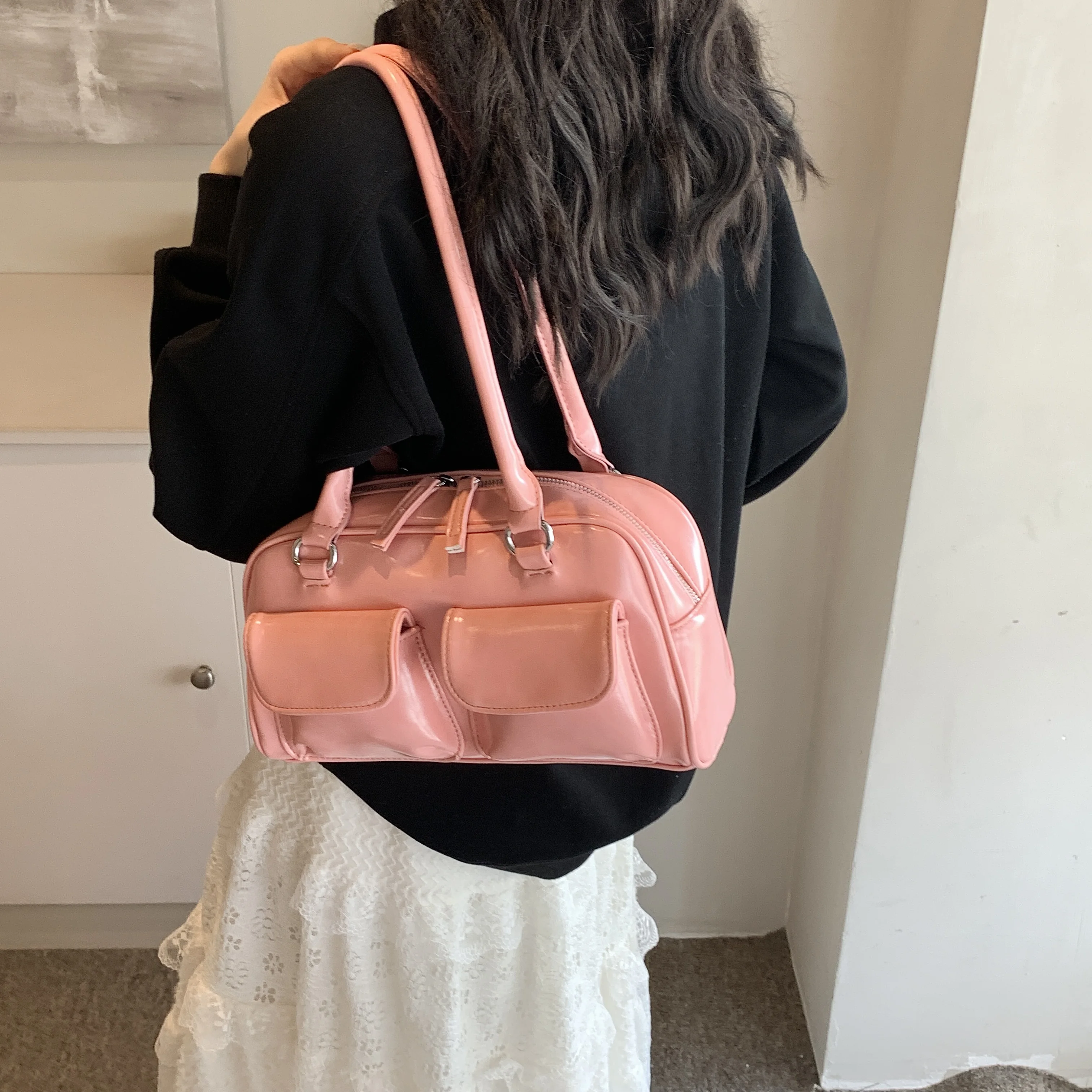 Модная простая женская сумка через плечо большой вместимости