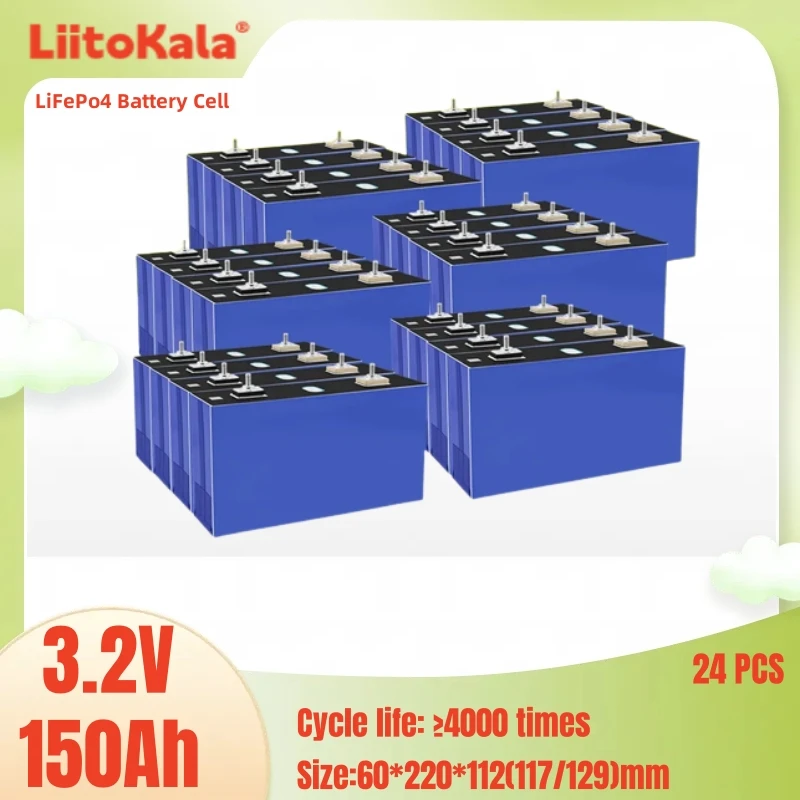 

Аккумуляторные литий-ионные батареи LiitoKala Lifepo4, 3,2 в, Ач, 24 шт.