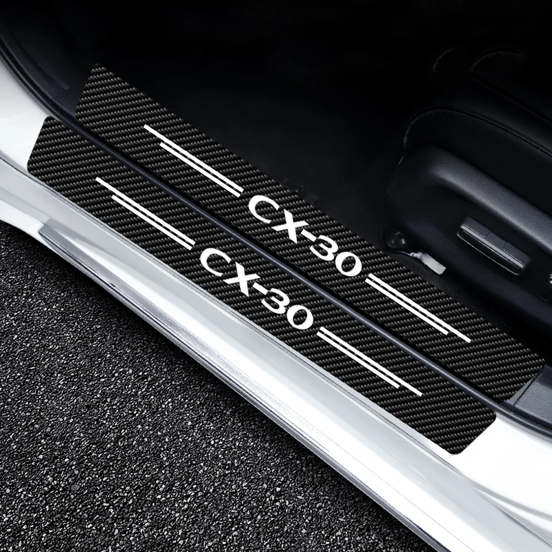 

4 PCs/set Car Door Sill Scuff Plate Carbon Fiber Stickers Waterproof Door Sticker Decals For Mazda Cx-30 Cx30 Cx 3 2019 2020