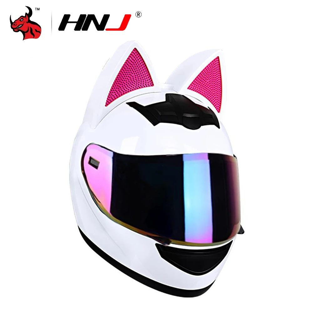 

New Women Motorcycle Helmet Winter Riding Motorcycle Cute Cat Ears Girlfriend Gift DOT Approved Protective And Breathable