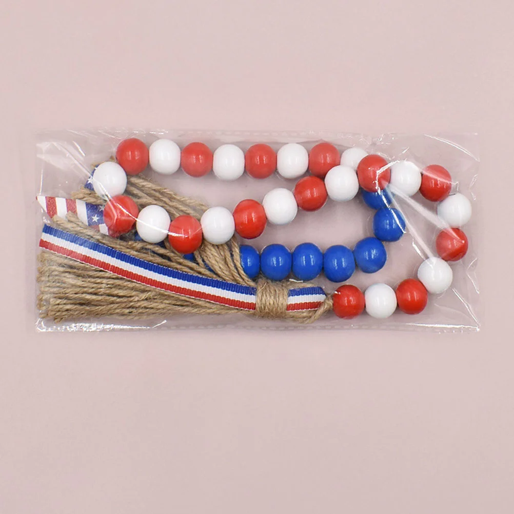 

4 Th Americana Decor 4th July Bead Garland Window Tassel Beads String Fringe Independence Day Wreath Wooden