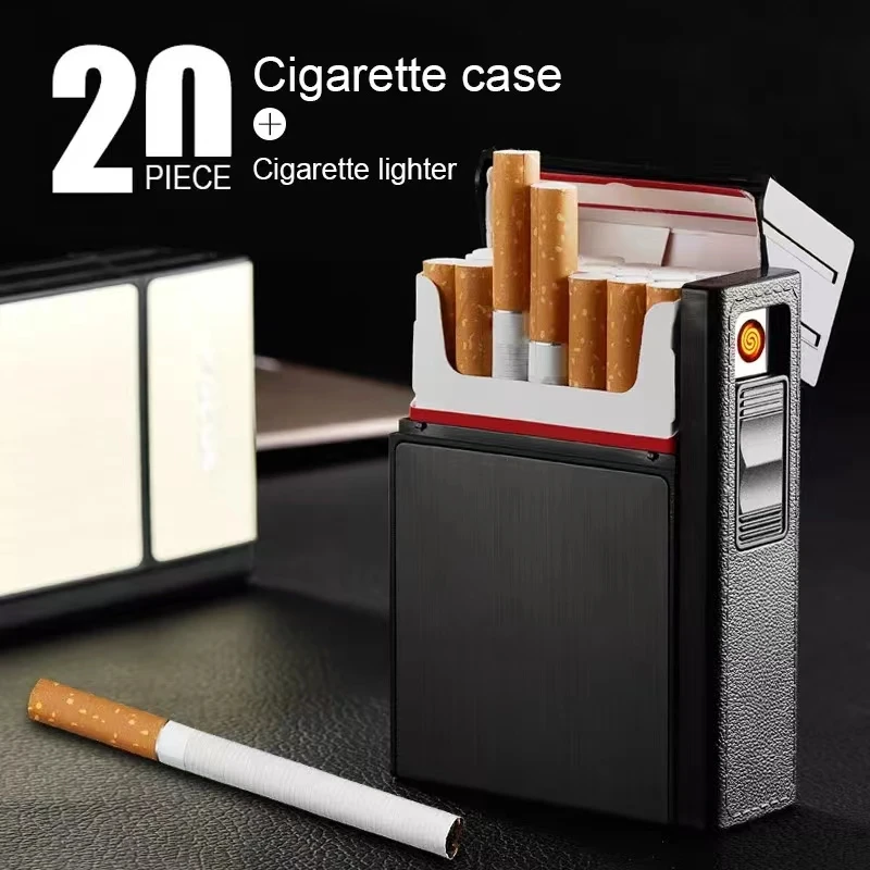 

FOCUS Cigarette Case 20pcs Portable Replaceable Tungsten Wire USB Rechargeable Lighter Multipurpose Cigarette Case Removable