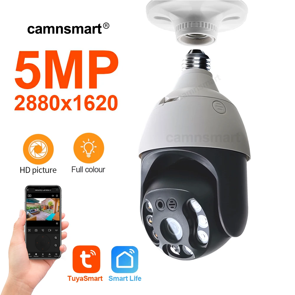 5MP açık Wifi kamera Zoom güvenlik kamera PTZ Dome hız ampul soketi akıllı ev YCC365PLUS TUYA APP hareket algılama iki yönlü konuşma